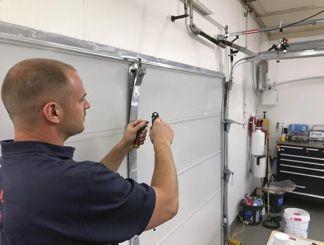 Before and after garage door dent repair by Seal Beach Garage Door Repair in Seal Beach