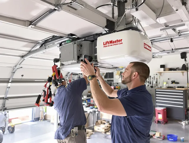 Seal Beach Garage Door Repair technician performing advanced diagnostics on garage opener in Seal Beach
