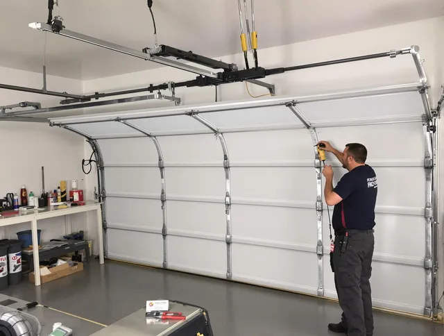 Seal Beach Garage Door Repair certified technician performing overhead door system repair in Seal Beach