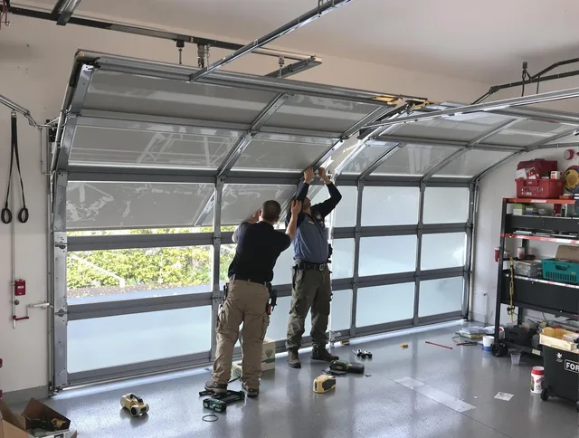Seal Beach Garage Door Repair expert performing precise panel replacement on Seal Beach garage door