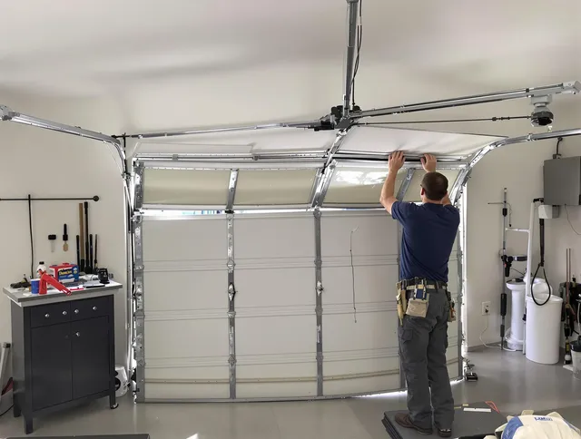 Seal Beach Garage Door Repair specialist performing precise section replacement on Seal Beach garage door